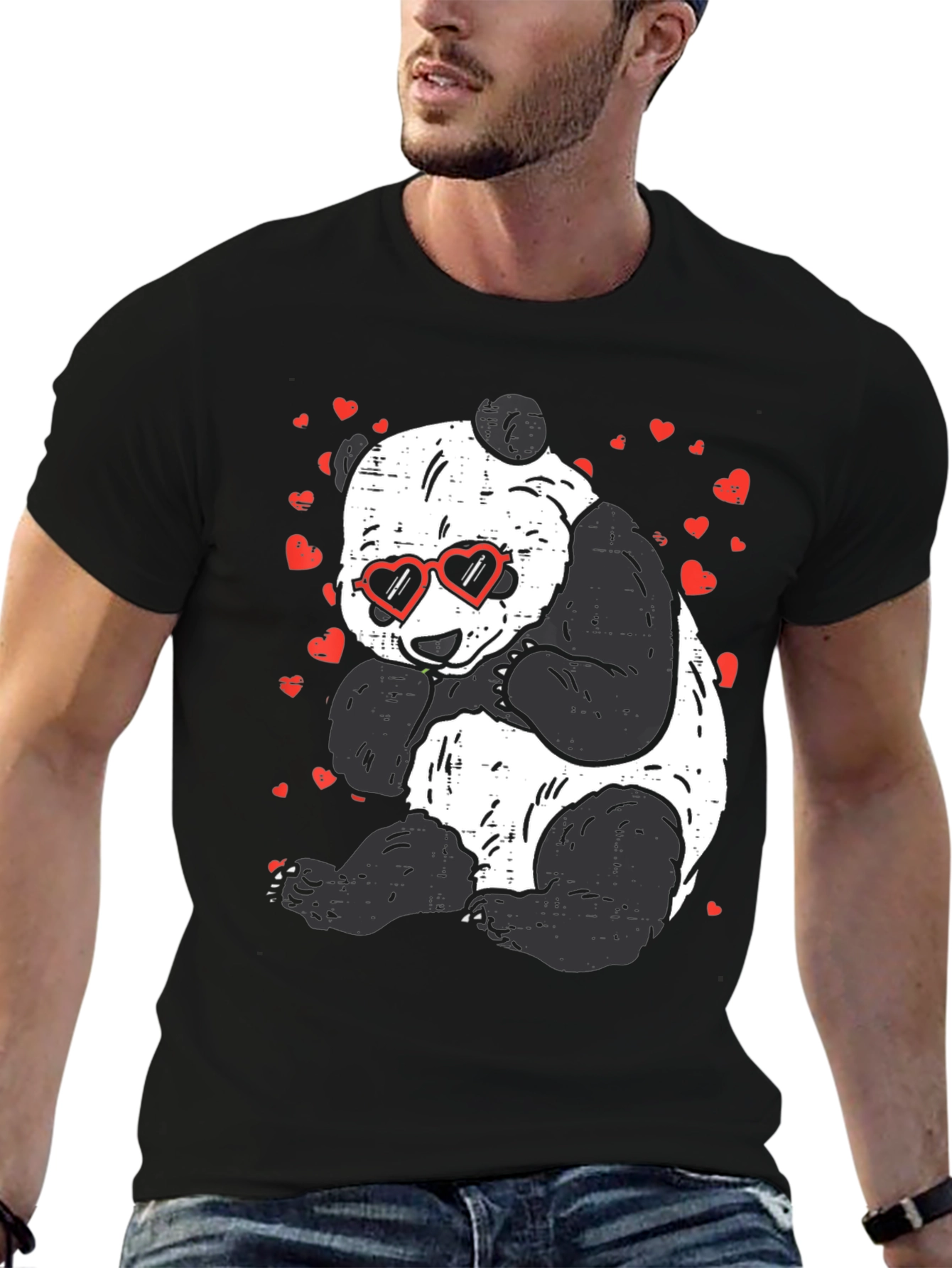 Panda Love T-Shirt - Cute Bear with Heart Glasses