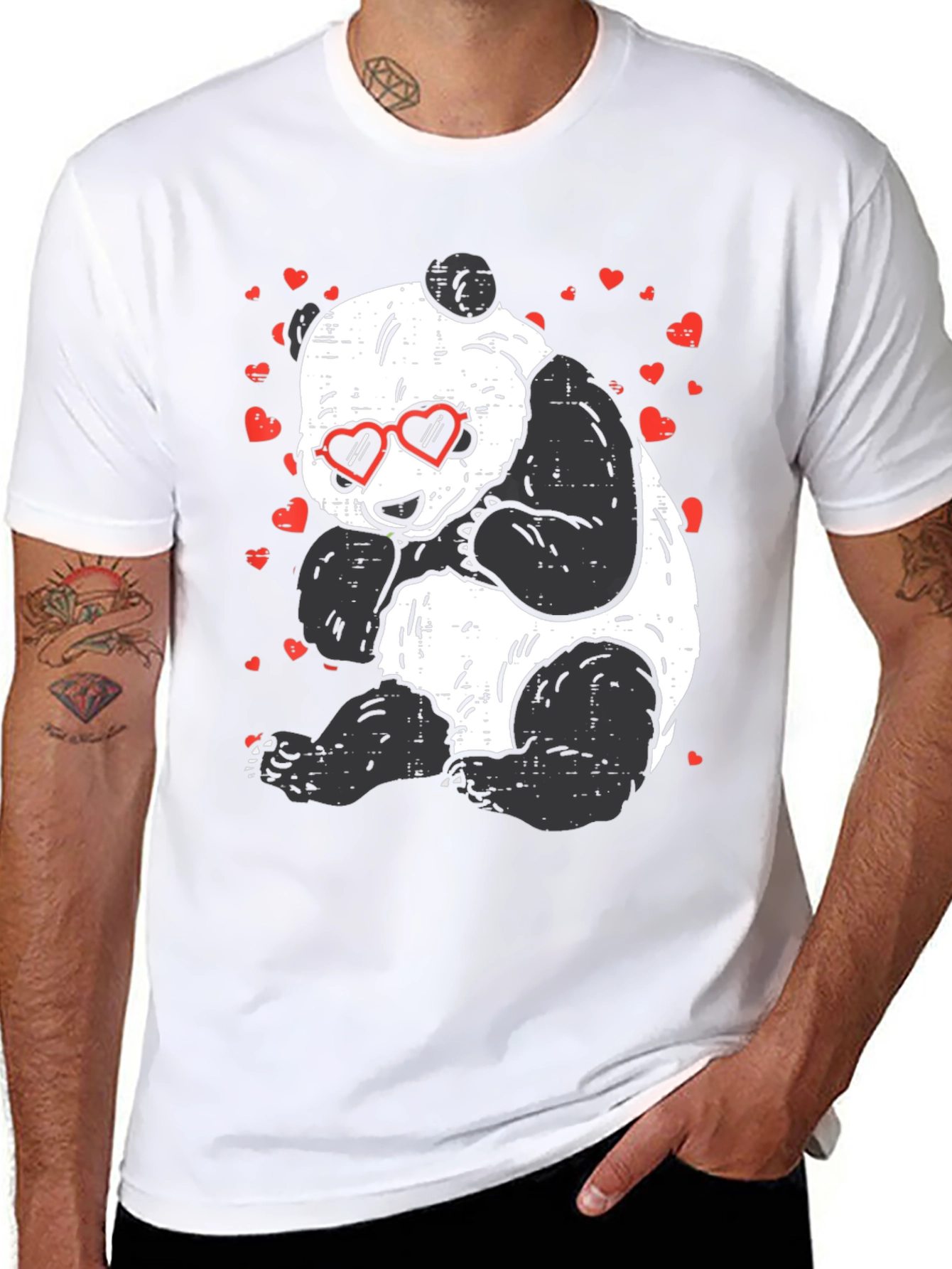 Panda Love T-Shirt - Cute Bear with Heart Glasses