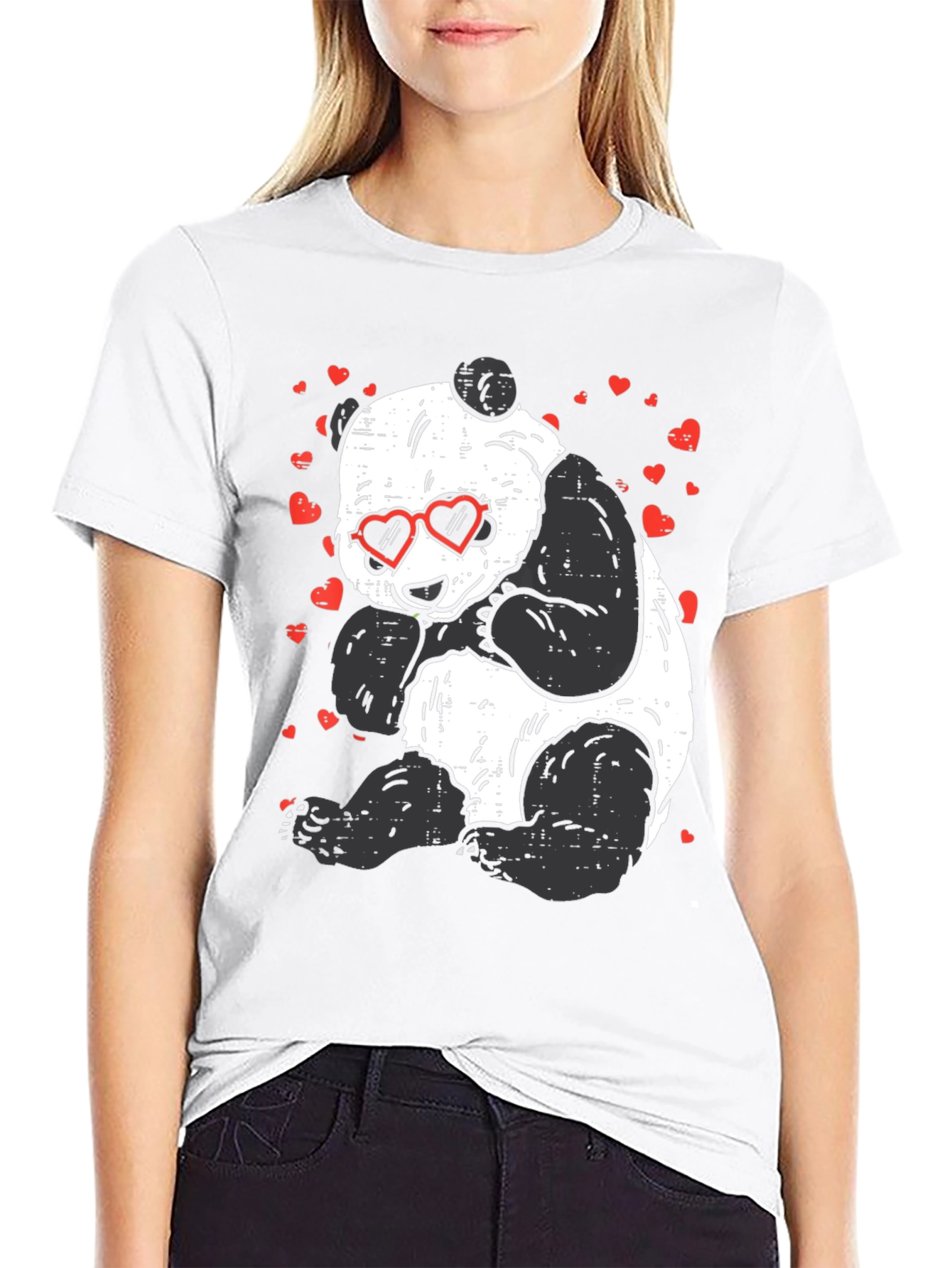 Panda Love T-Shirt - Cute Bear with Heart Glasses