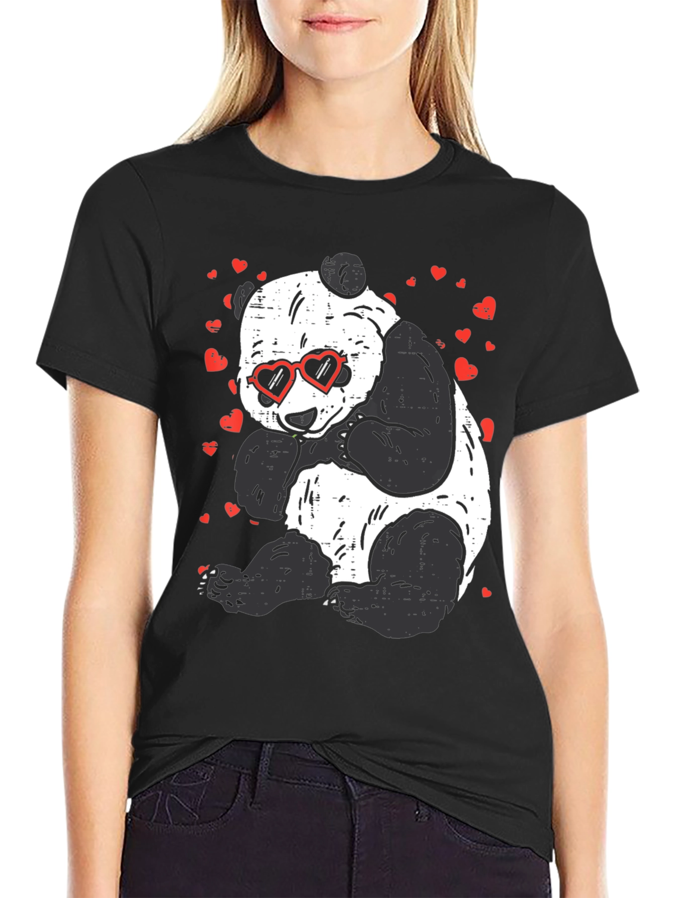 Panda Love T-Shirt - Cute Bear with Heart Glasses