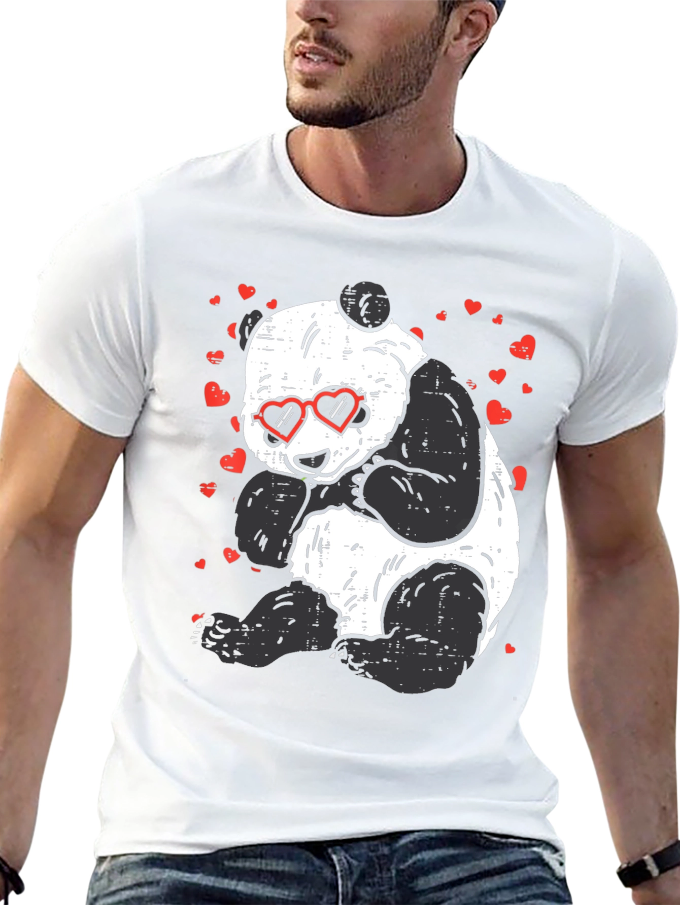 Panda Love T-Shirt - Cute Bear with Heart Glasses