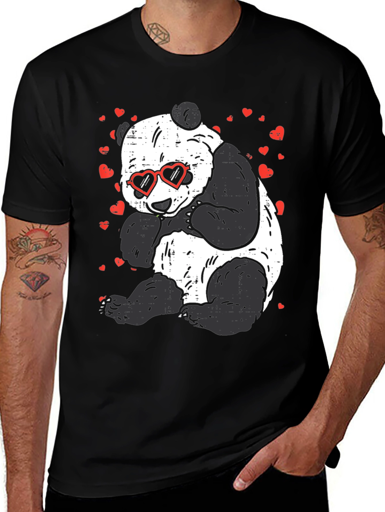 Panda Love T-Shirt - Cute Bear with Heart Glasses