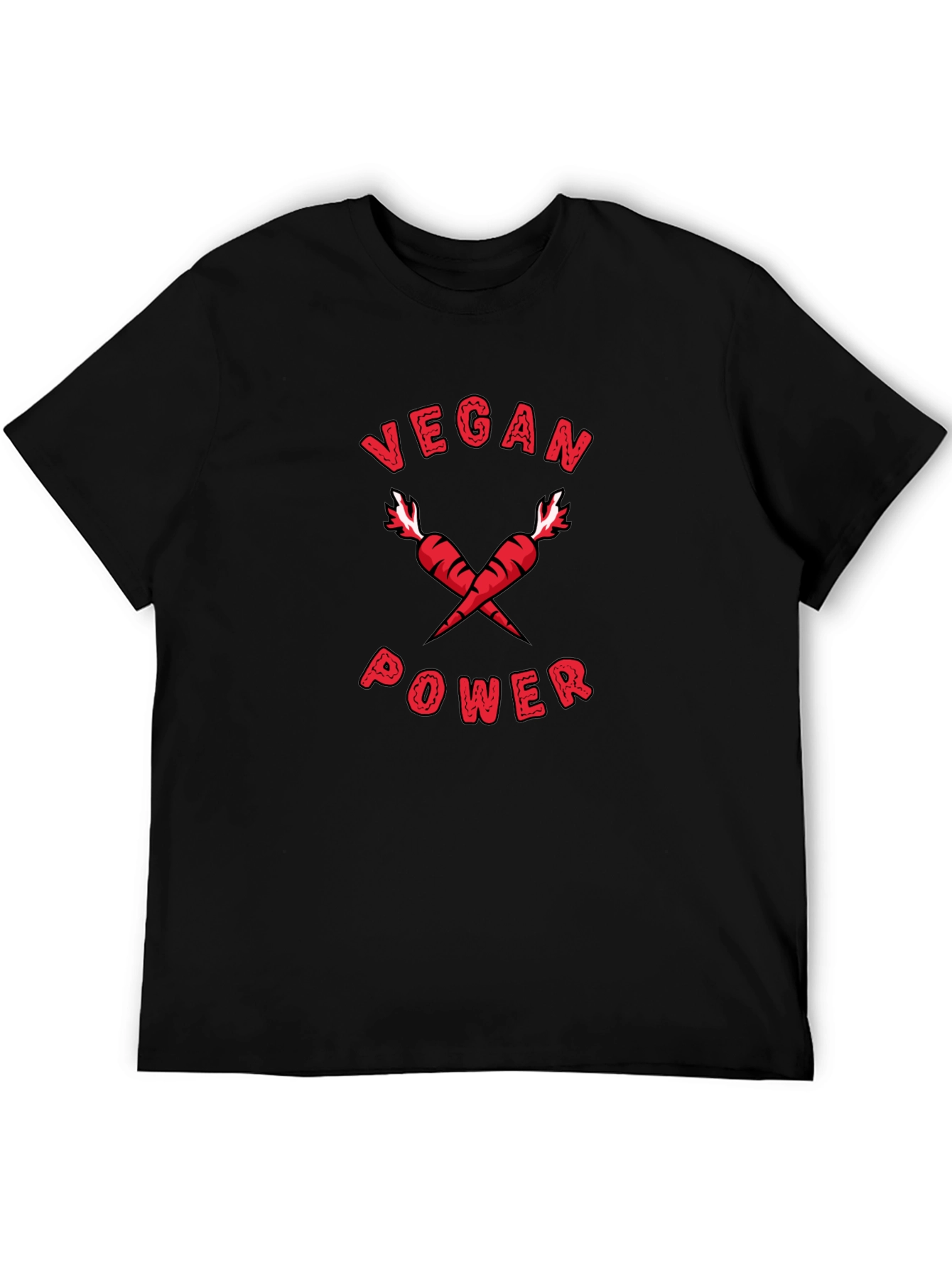 Vegan Power T-Shirt: Red Carrots Graphic Tee