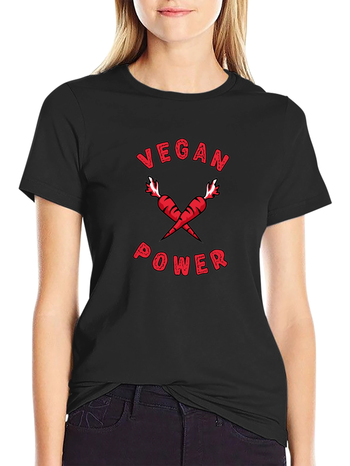 Vegan Power T-Shirt: Red Carrots Graphic Tee