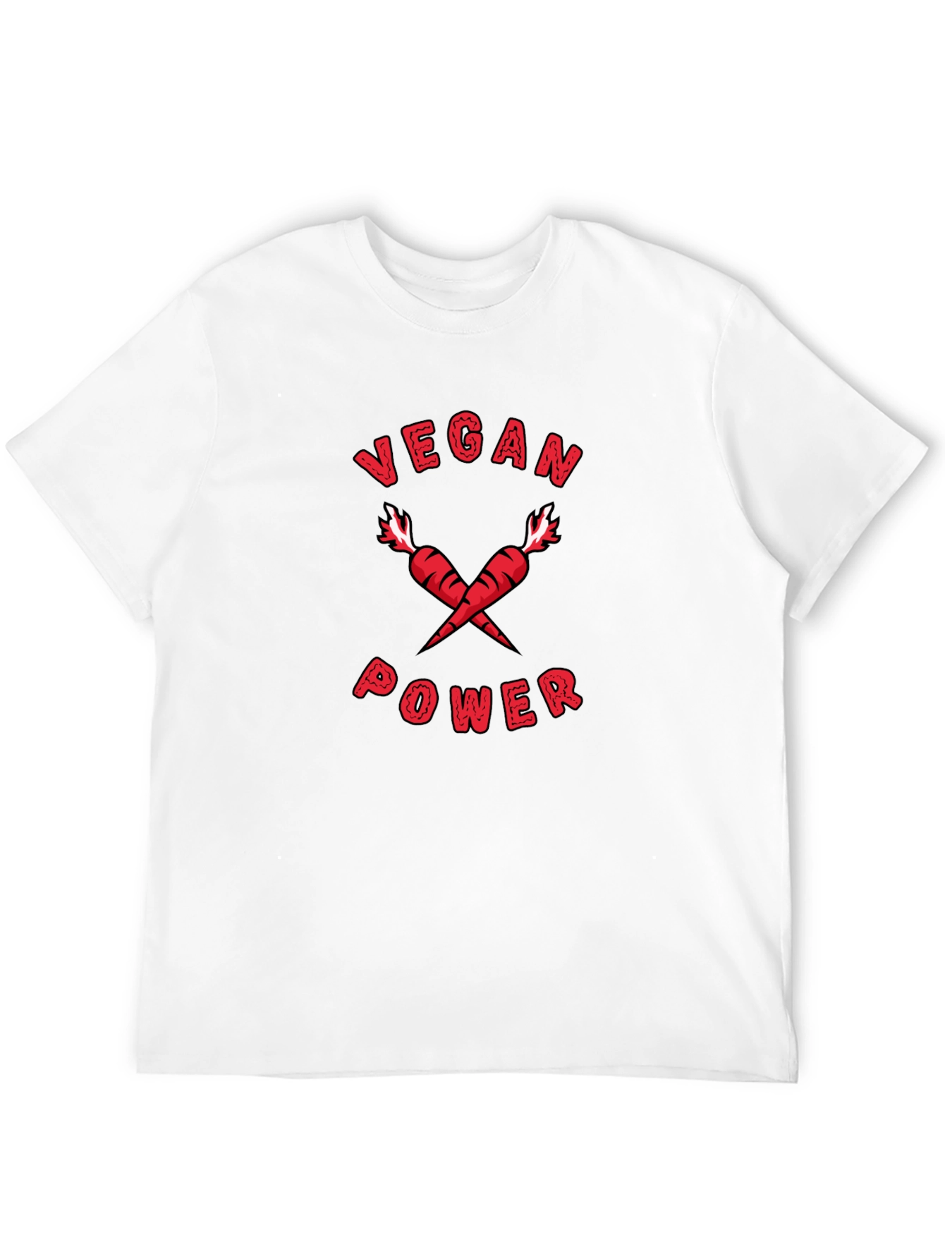 Vegan Power T-Shirt: Red Carrots Graphic Tee