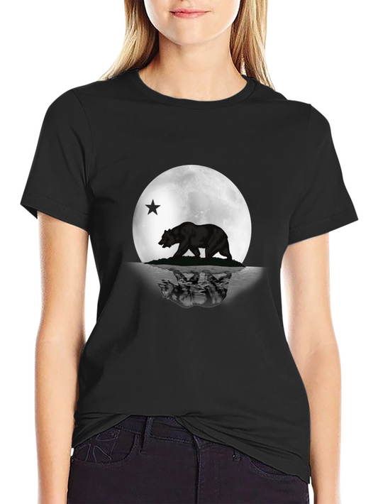 California Bear Moon T-Shirt - Mens Black Graphic Tee