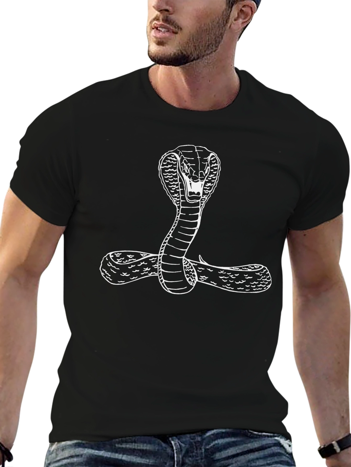 Cobra Graphic Tee - Mens Black Snake Print T-Shirt