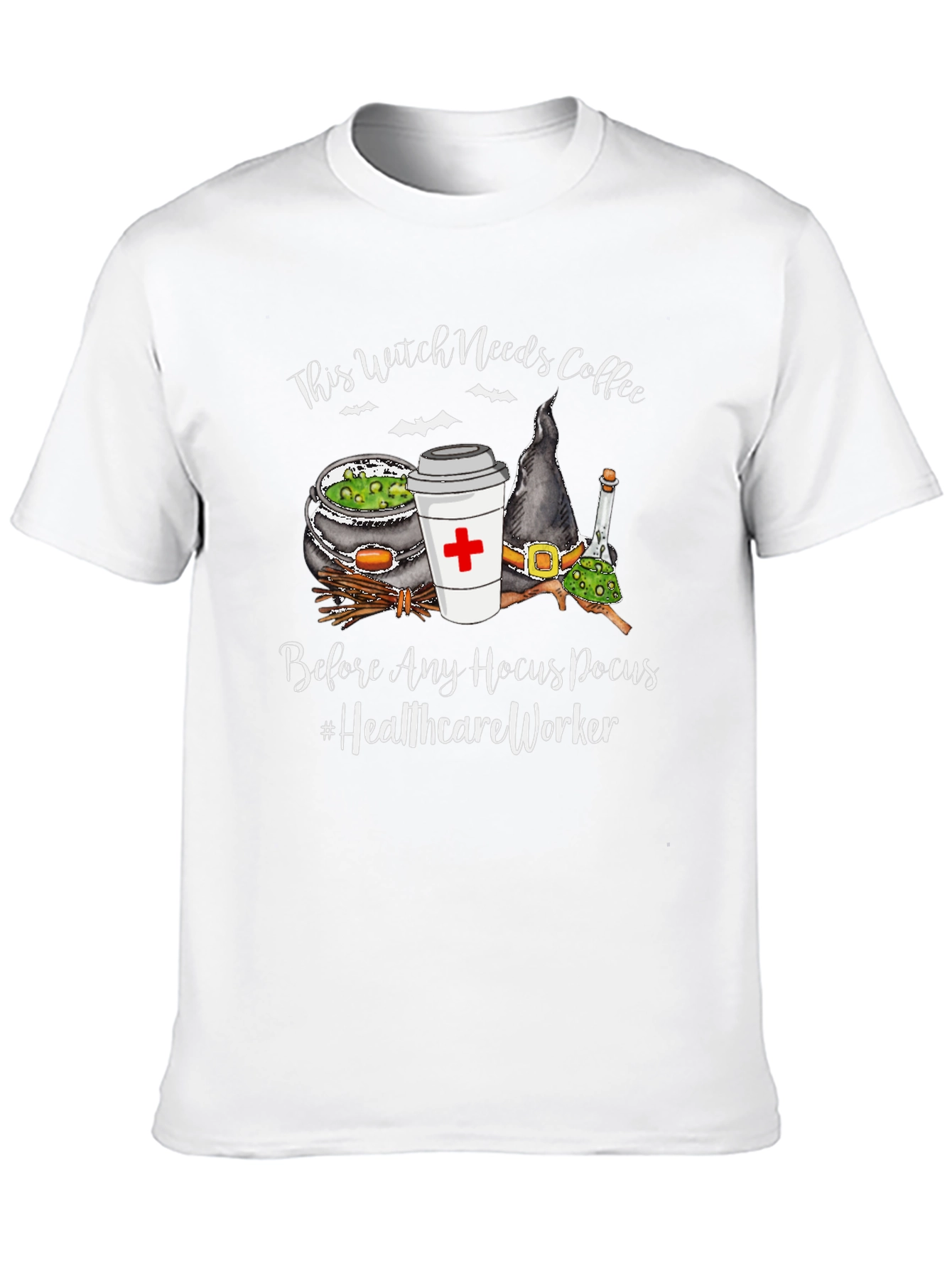 Witch Needs Coffee T-Shirt - Healthcare Worker Halloween