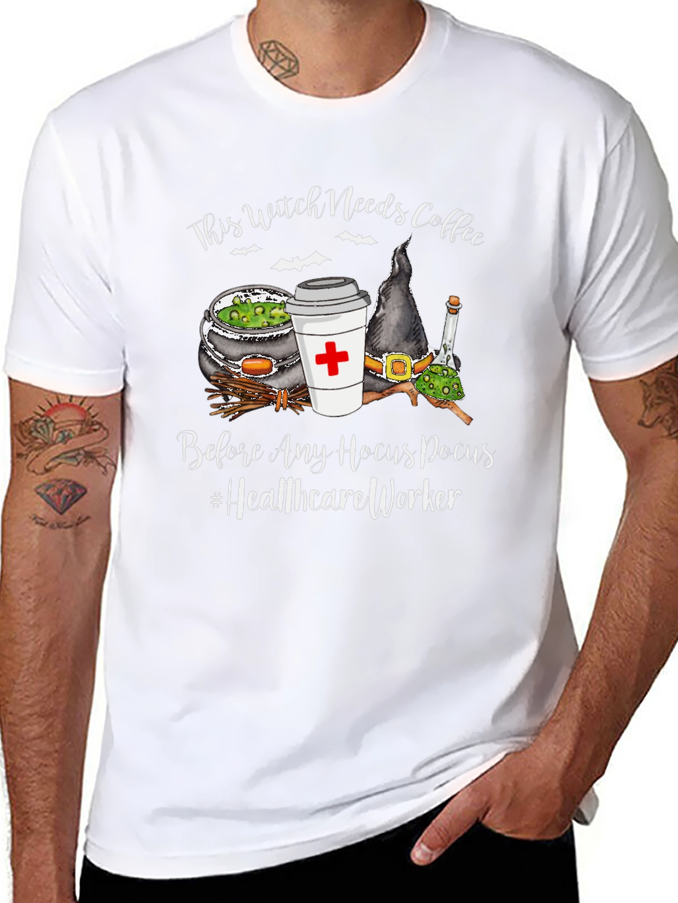 Witch Needs Coffee T-Shirt - Healthcare Worker Halloween