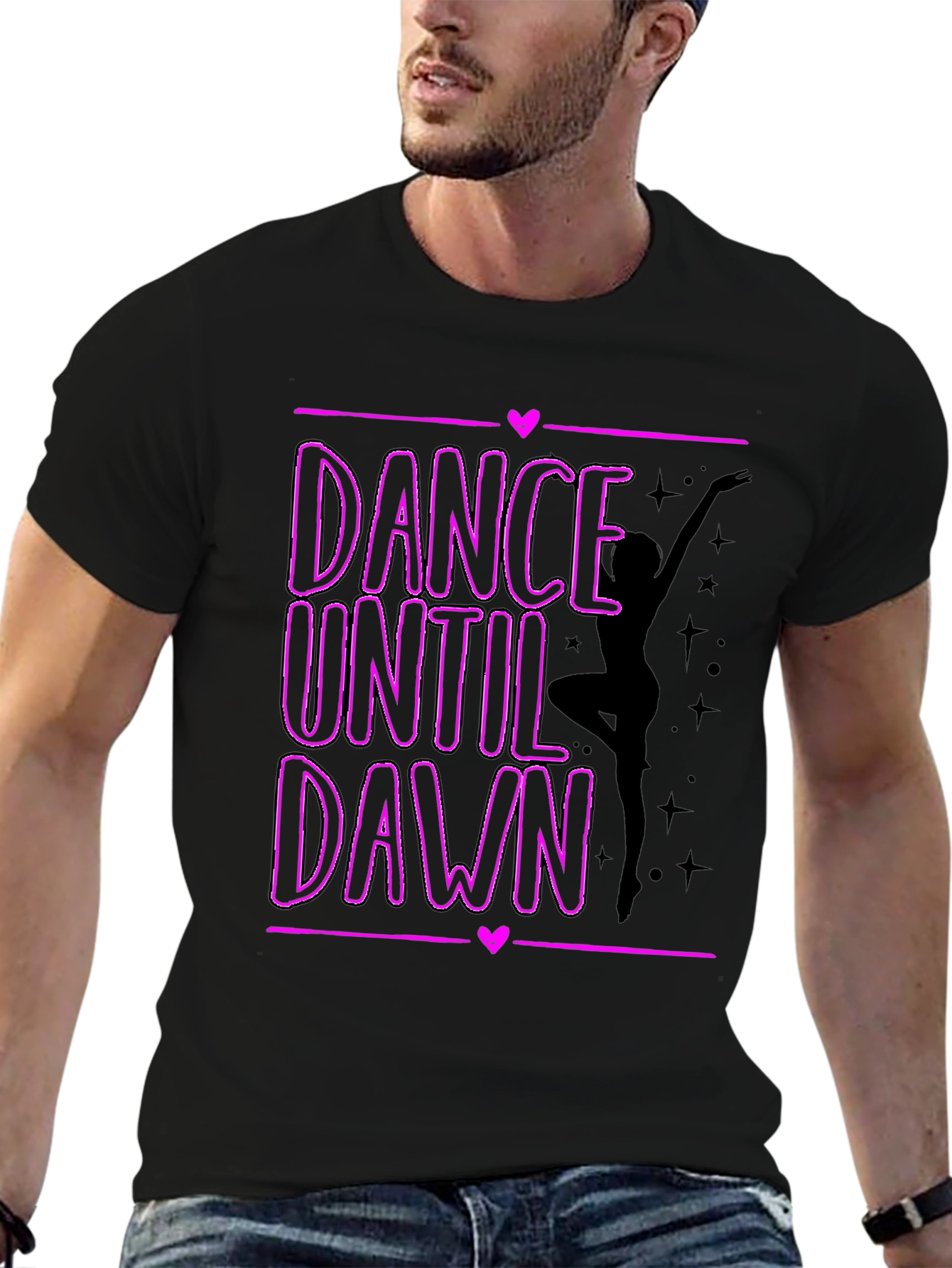 Dance Until Dawn Graphic Tee - Black Cotton