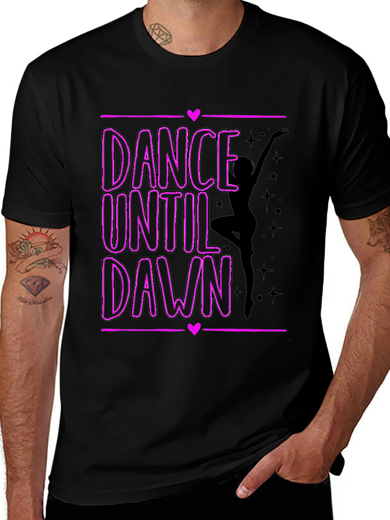 Dance Until Dawn Graphic Tee - Black Cotton