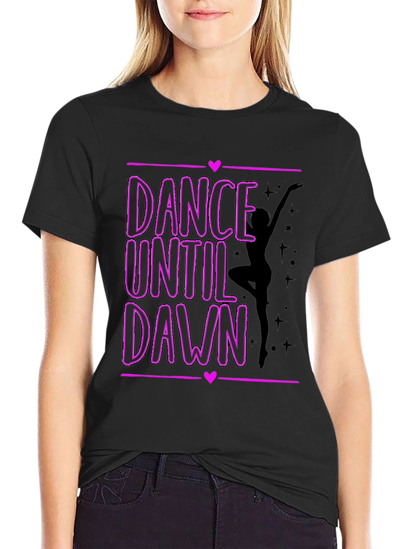 Dance Until Dawn Graphic Tee - Black Cotton