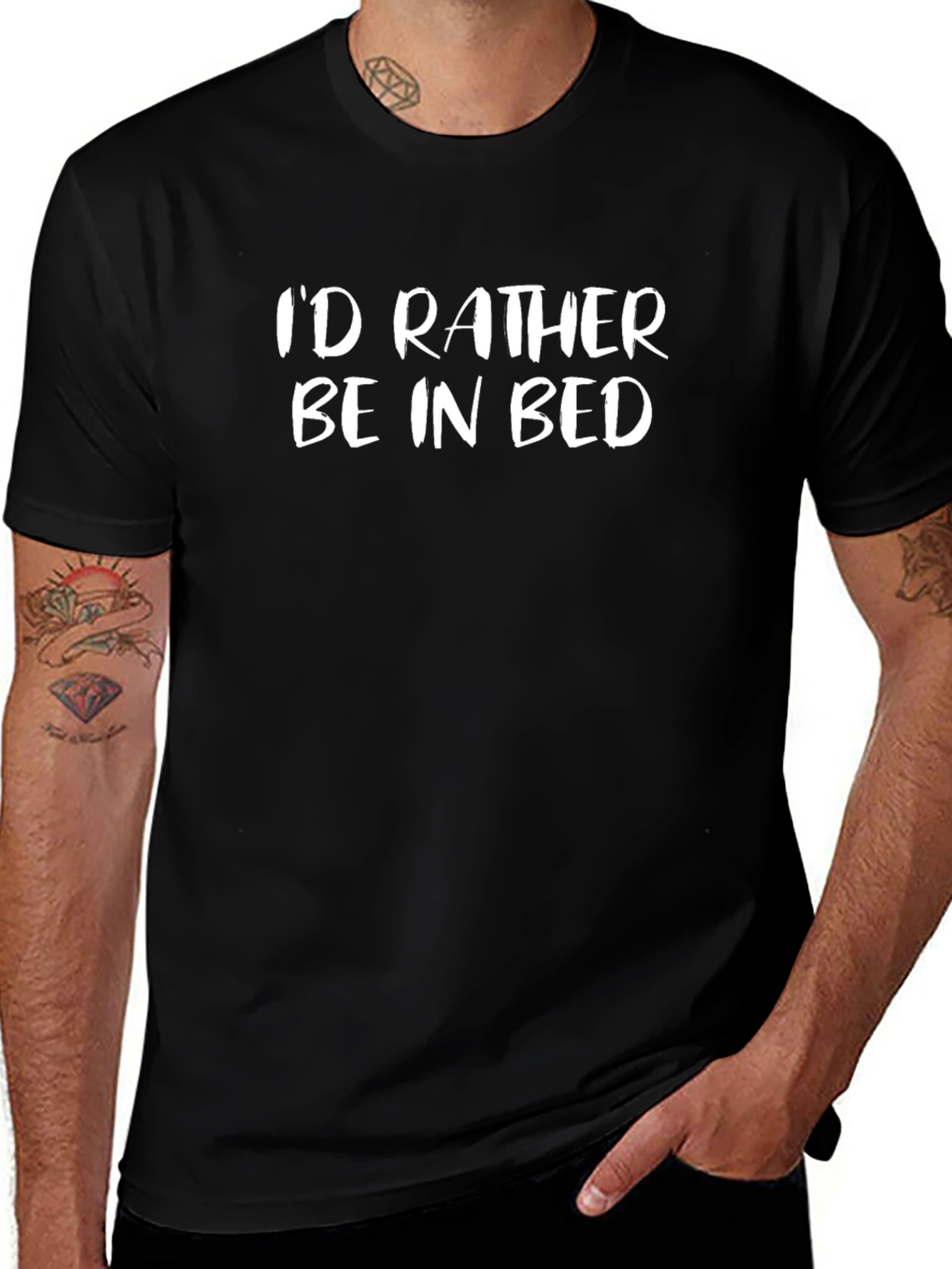 Id Rather Be in Bed Black Tee