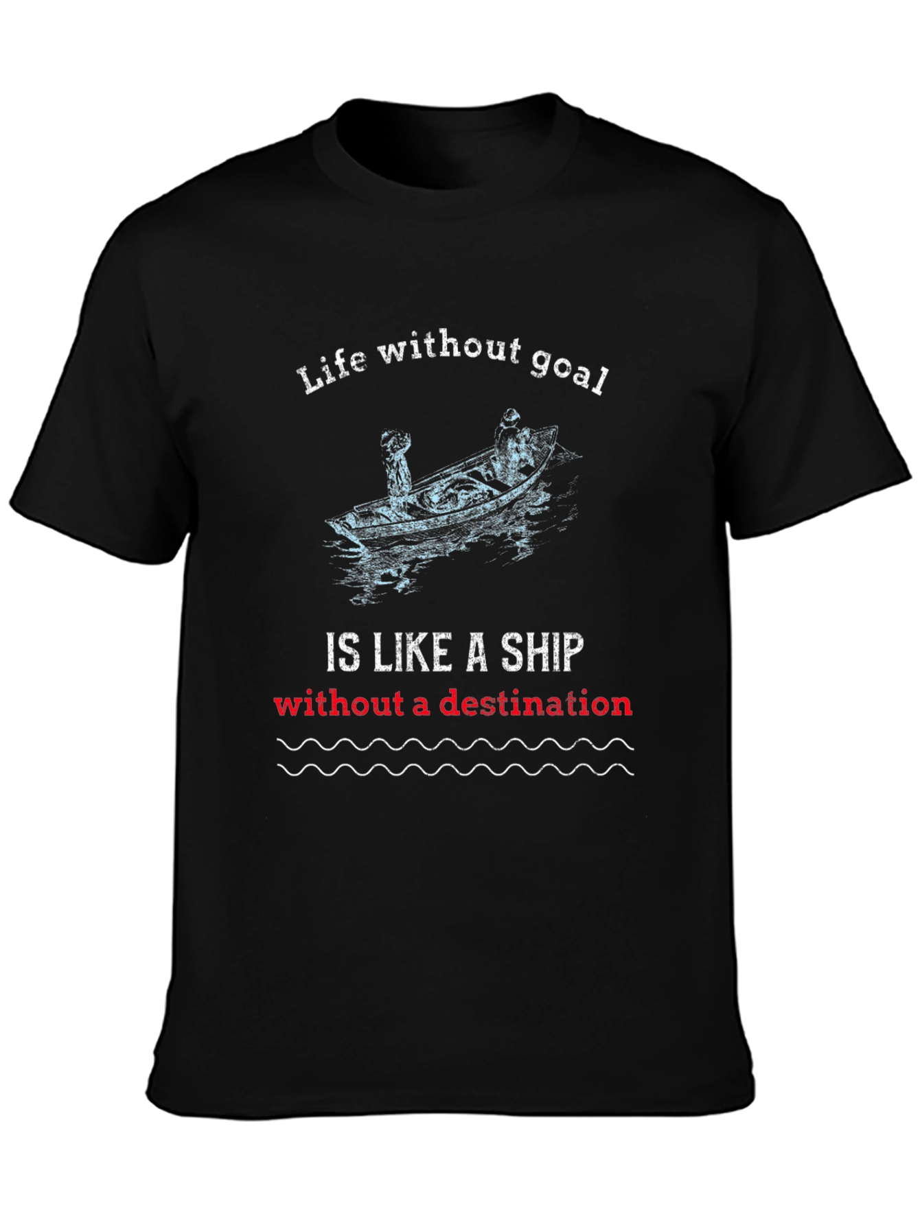 Life Goal Ship Graphic Tee - Black Cotton T-Shirt