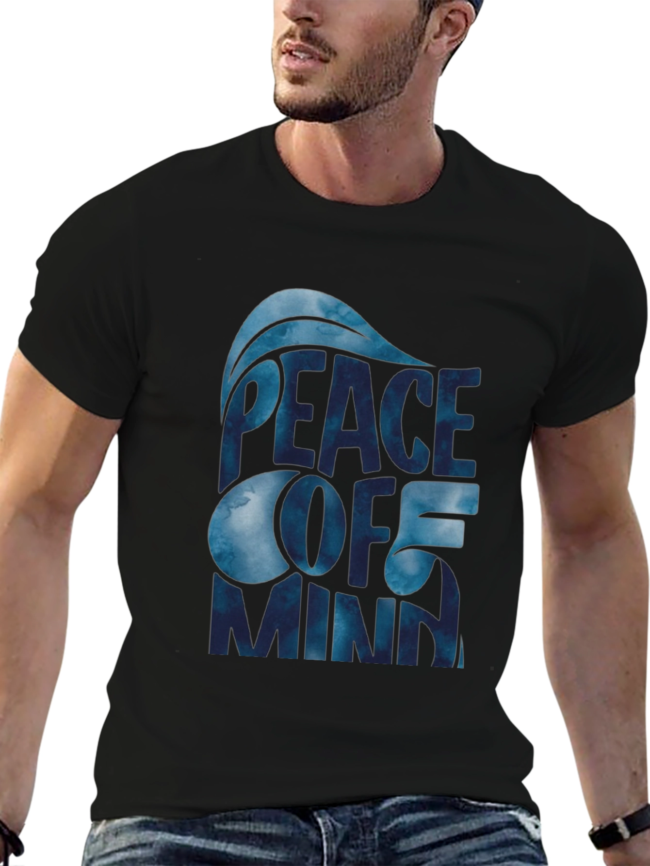 Peace of Mind Graphic Print Black T-Shirt
