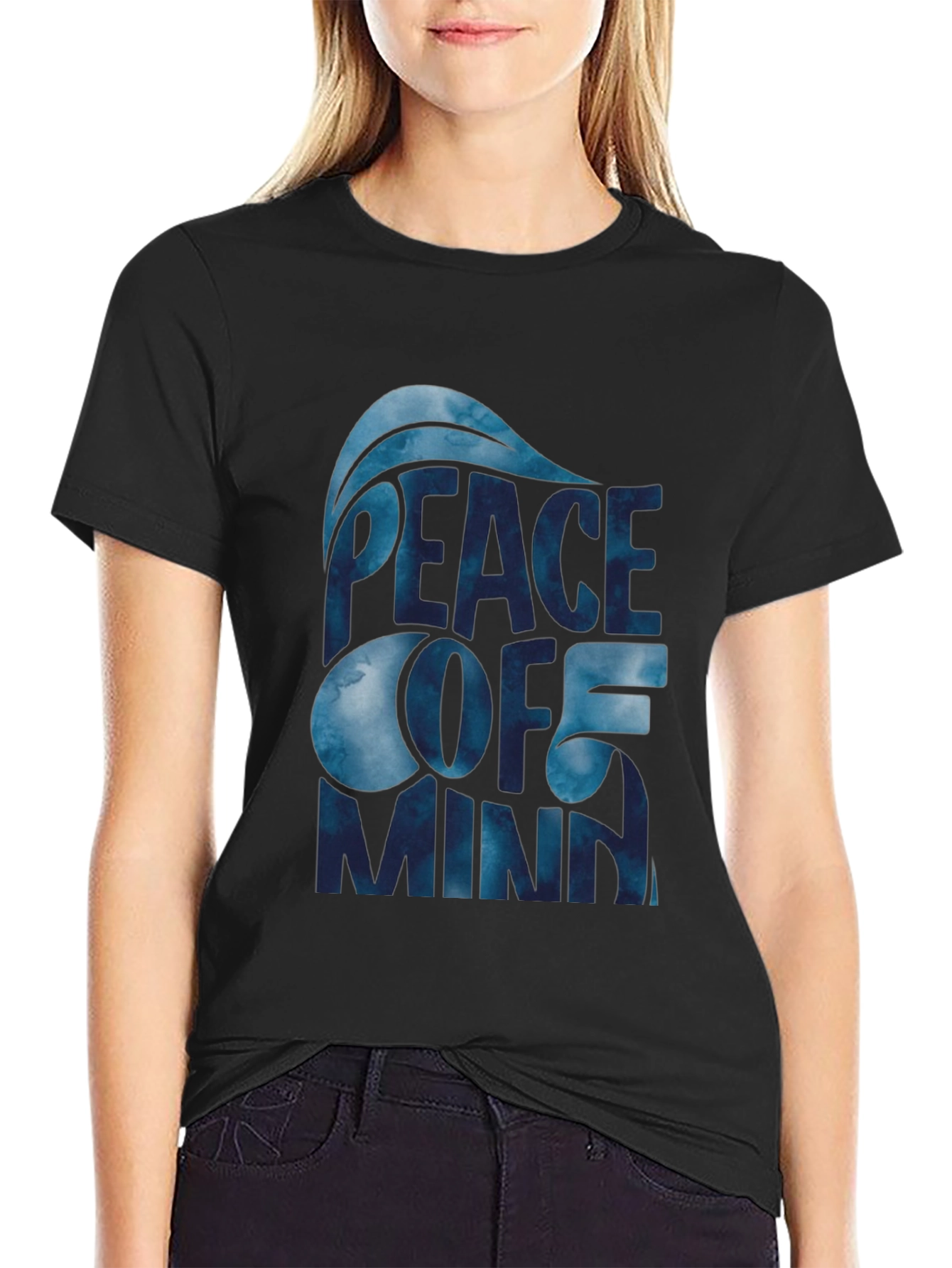 Peace of Mind Graphic Print Black T-Shirt