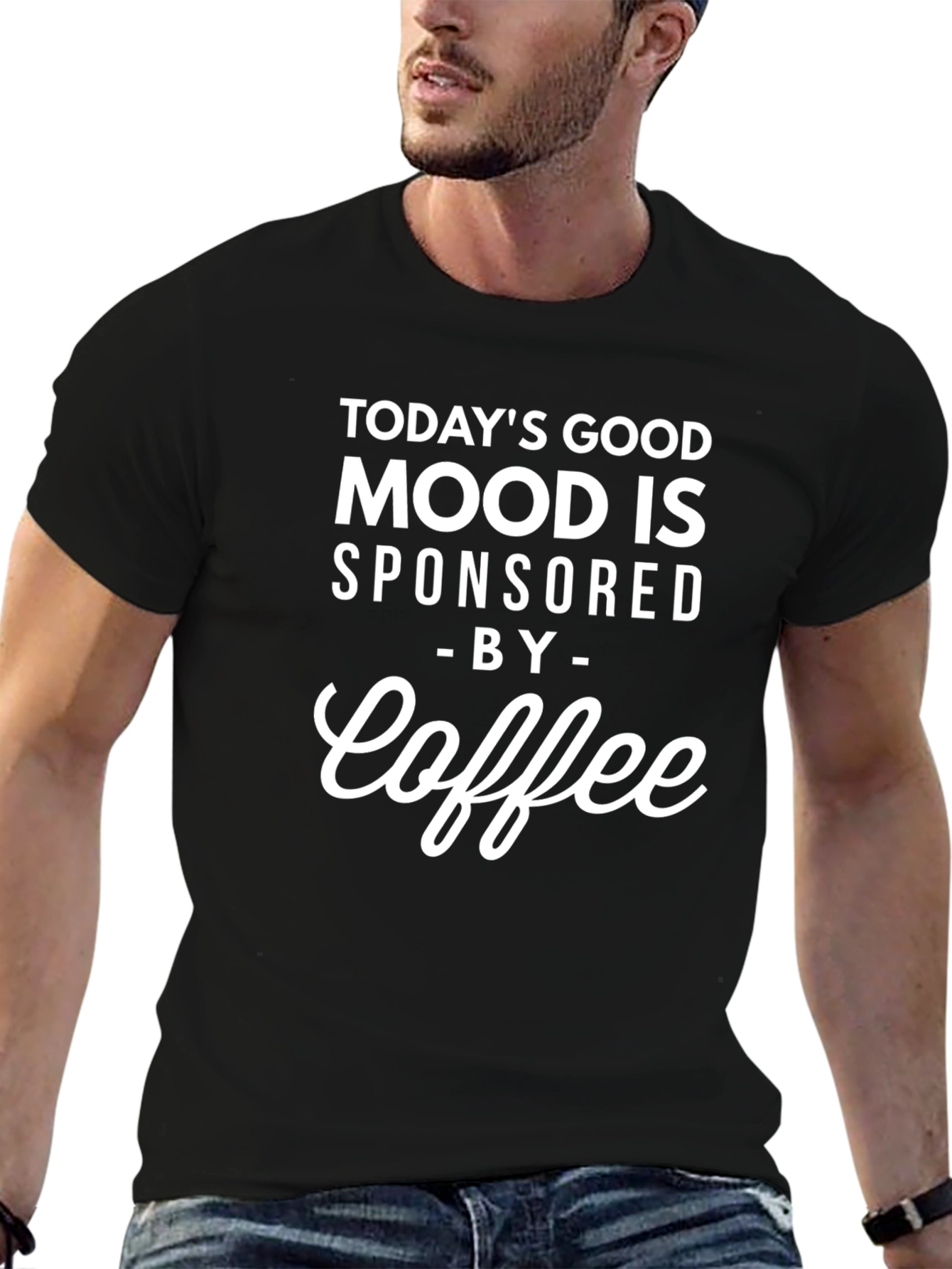 Coffee Sponsored Good Mood Black T-Shirt