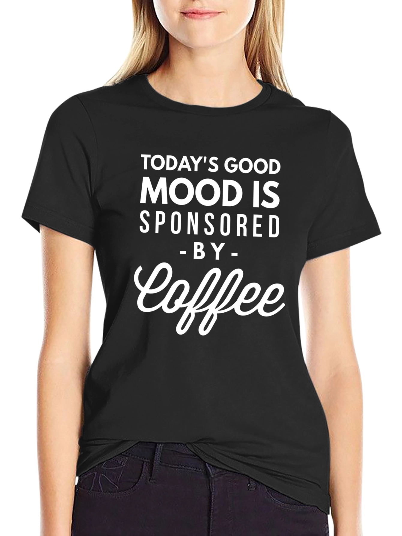 Coffee Sponsored Good Mood Black T-Shirt