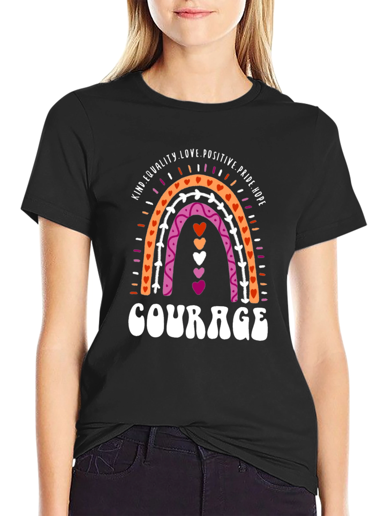 Lesbian Pride Rainbow Courage T-Shirt