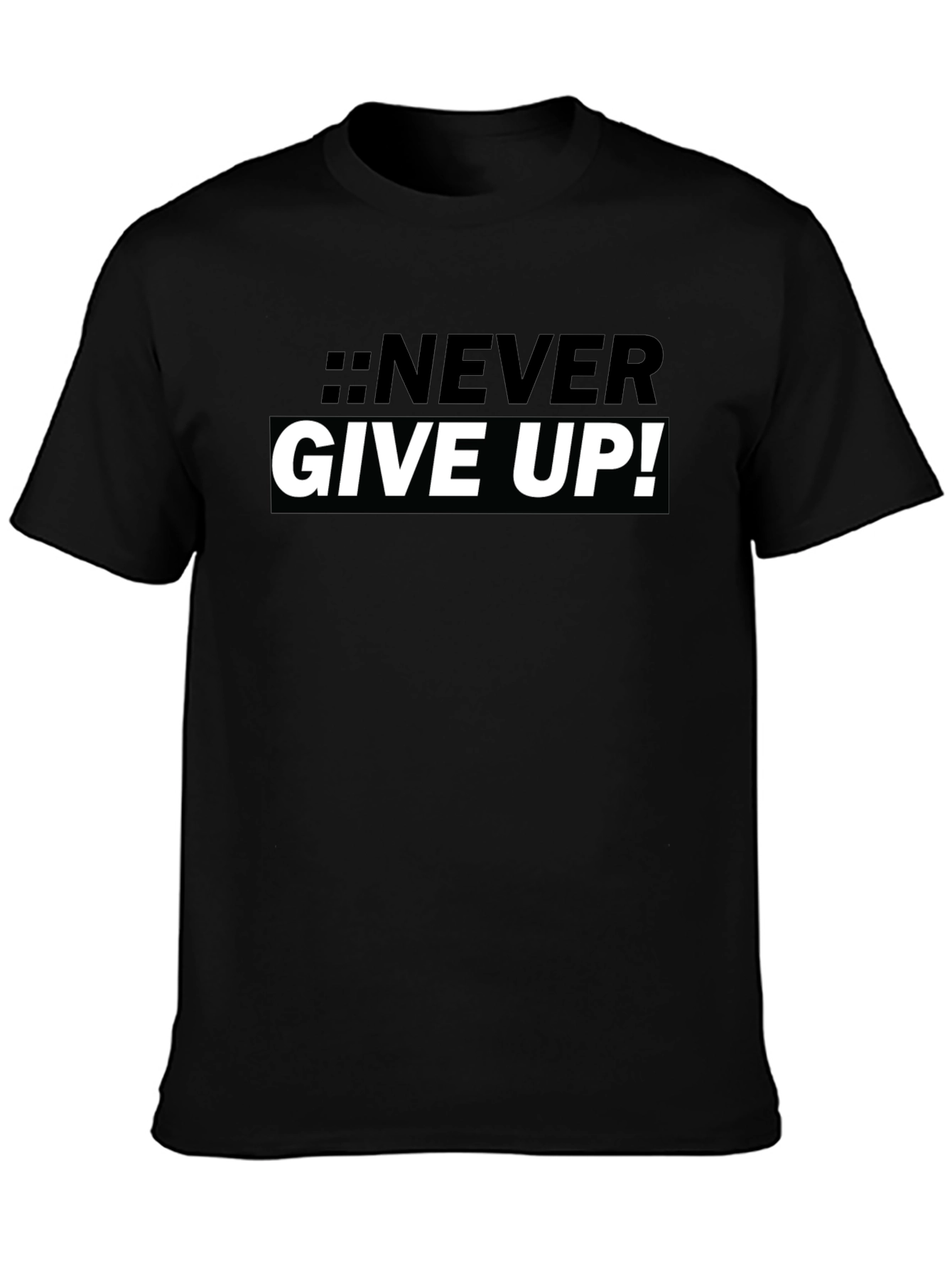 Never Give Up Black Graphic Tee