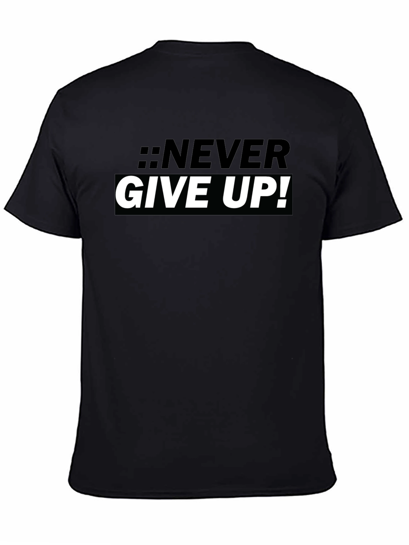 Never Give Up Black Graphic Tee