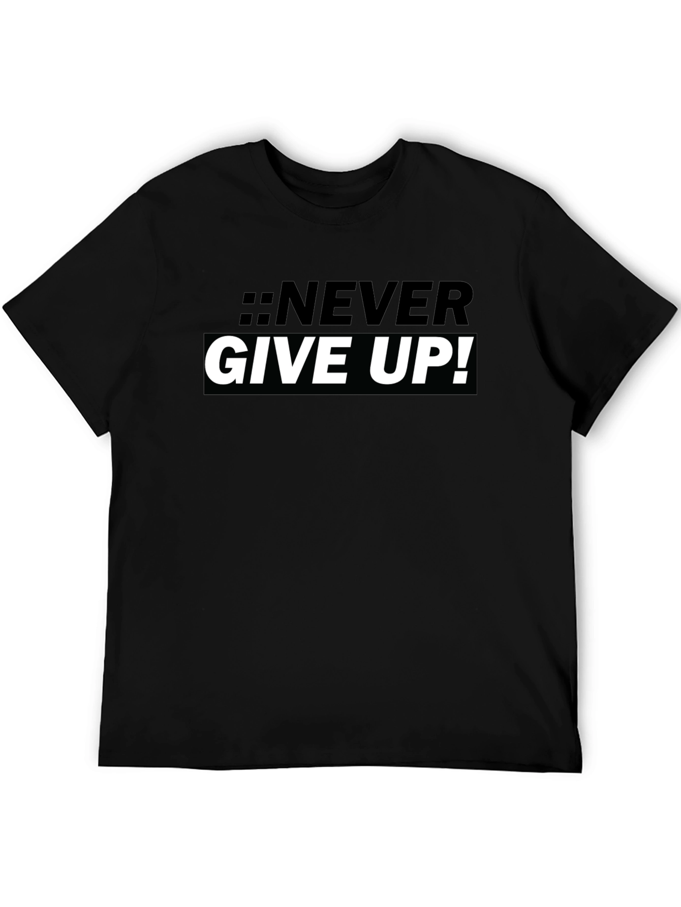 Never Give Up Black Graphic Tee