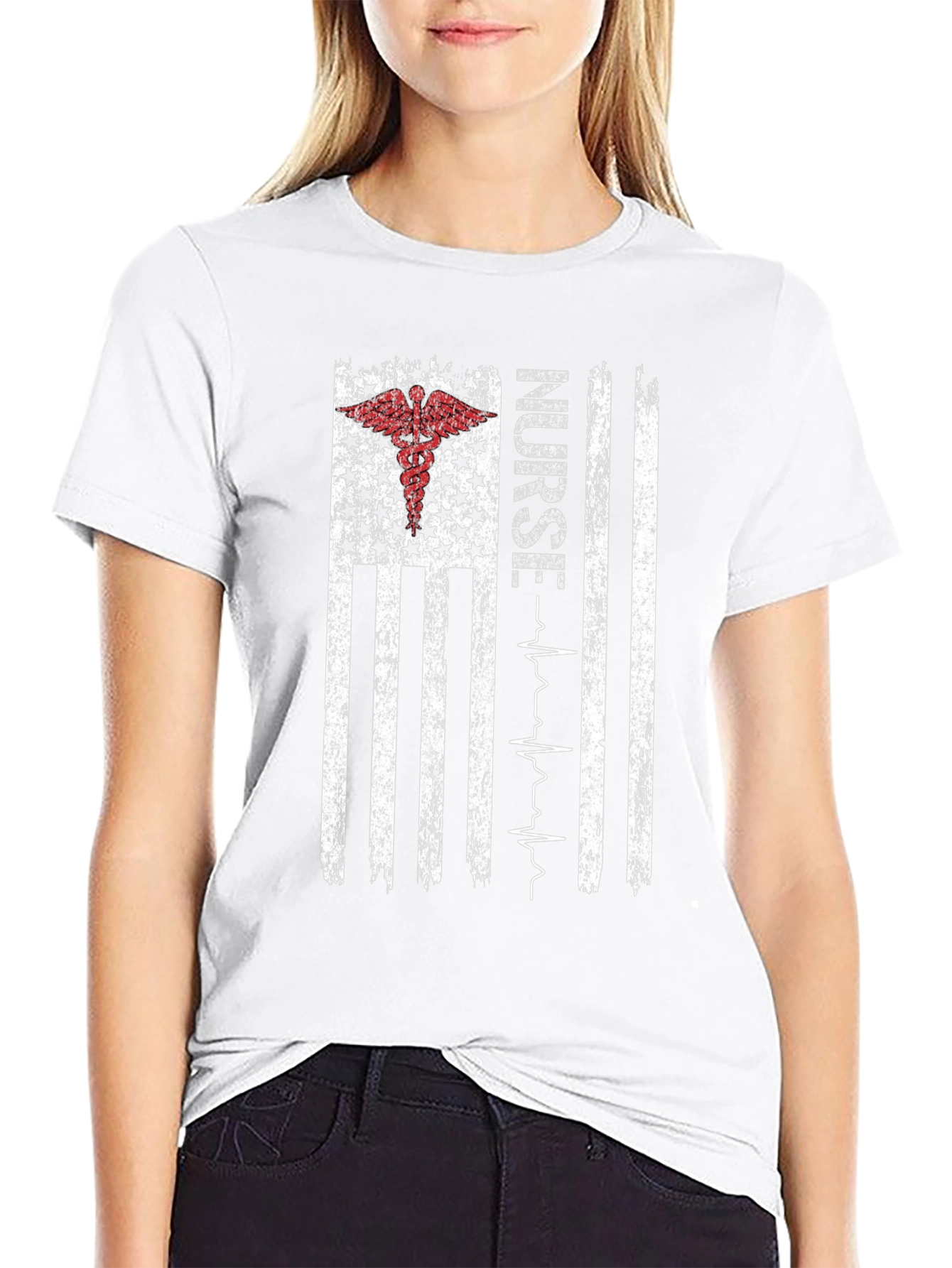 Nurse American Flag Graphic T-Shirt