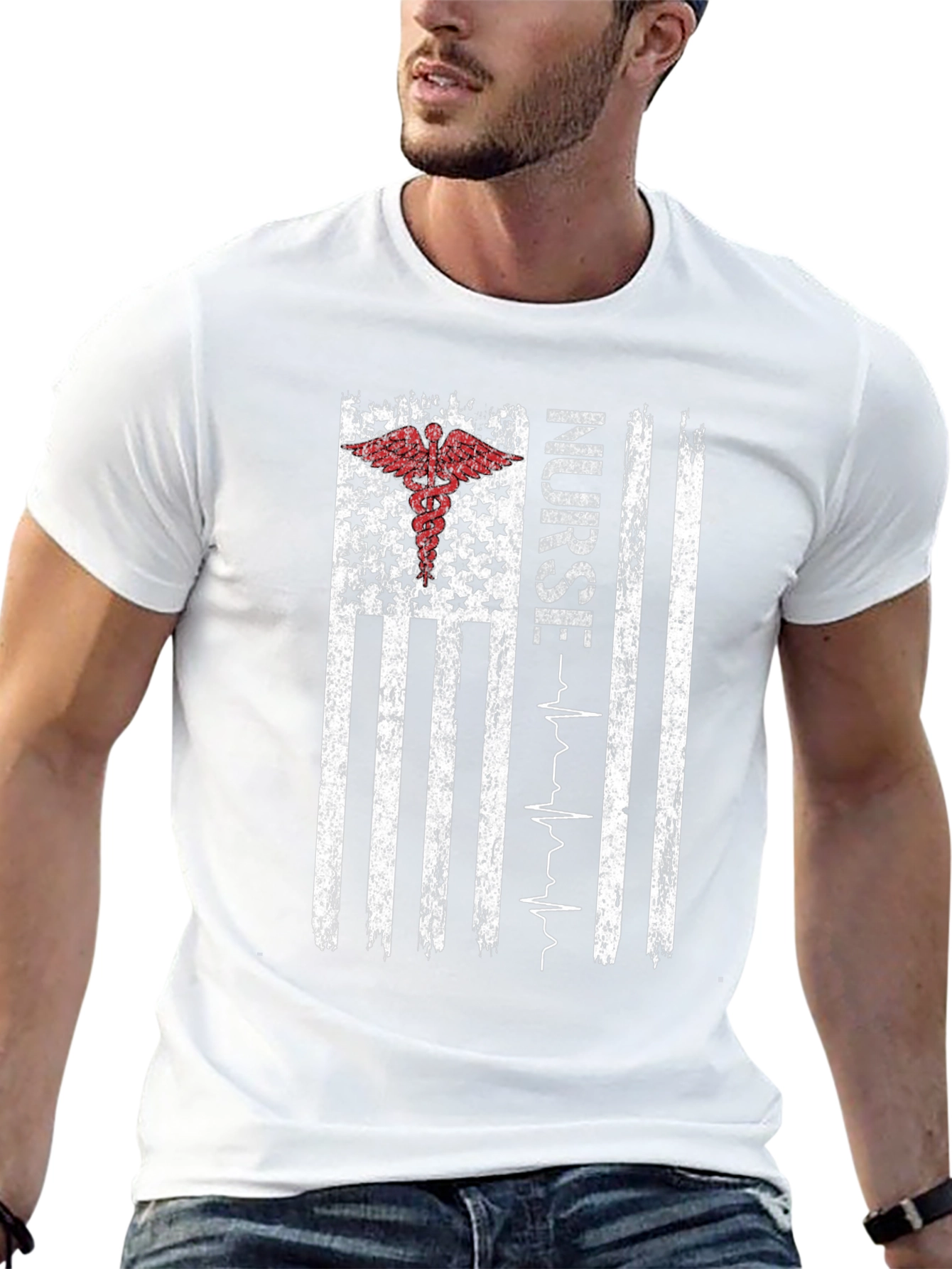 Nurse American Flag Graphic T-Shirt