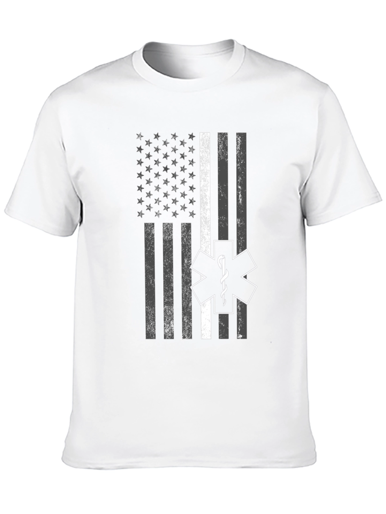 Thin White Line Flag EMT Star of Life T-Shirt