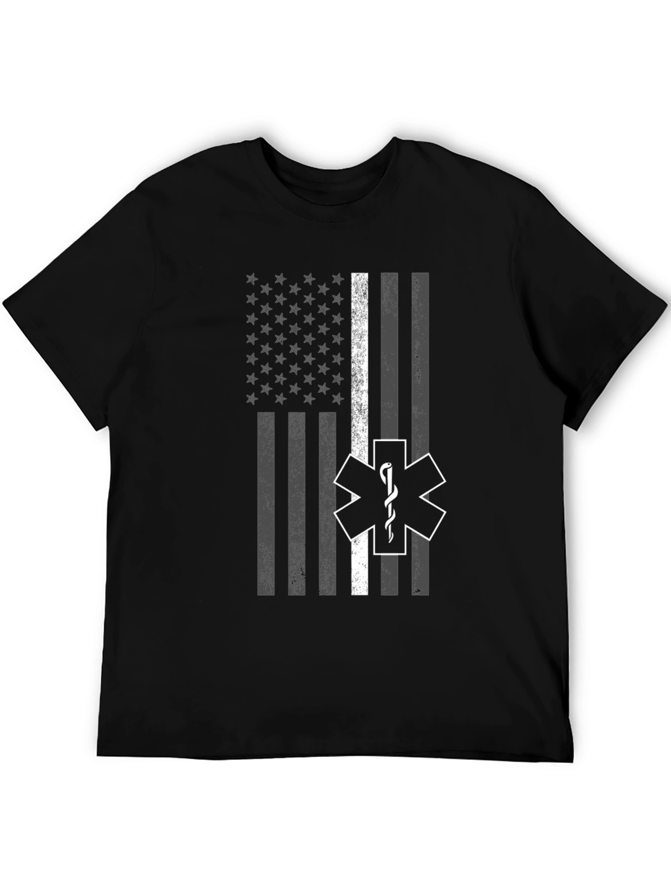 Thin White Line Flag EMT Star of Life T-Shirt