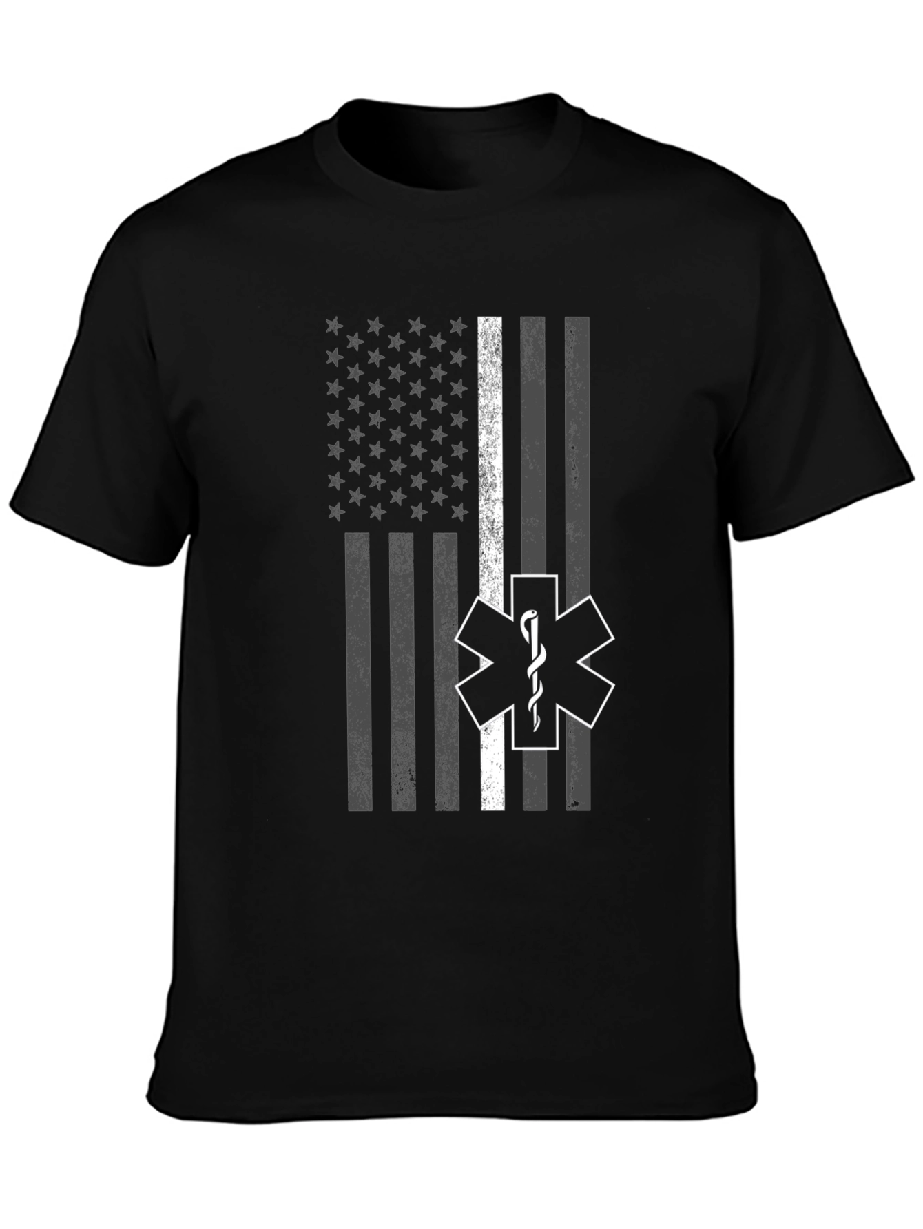 Thin White Line Flag EMT Star of Life T-Shirt