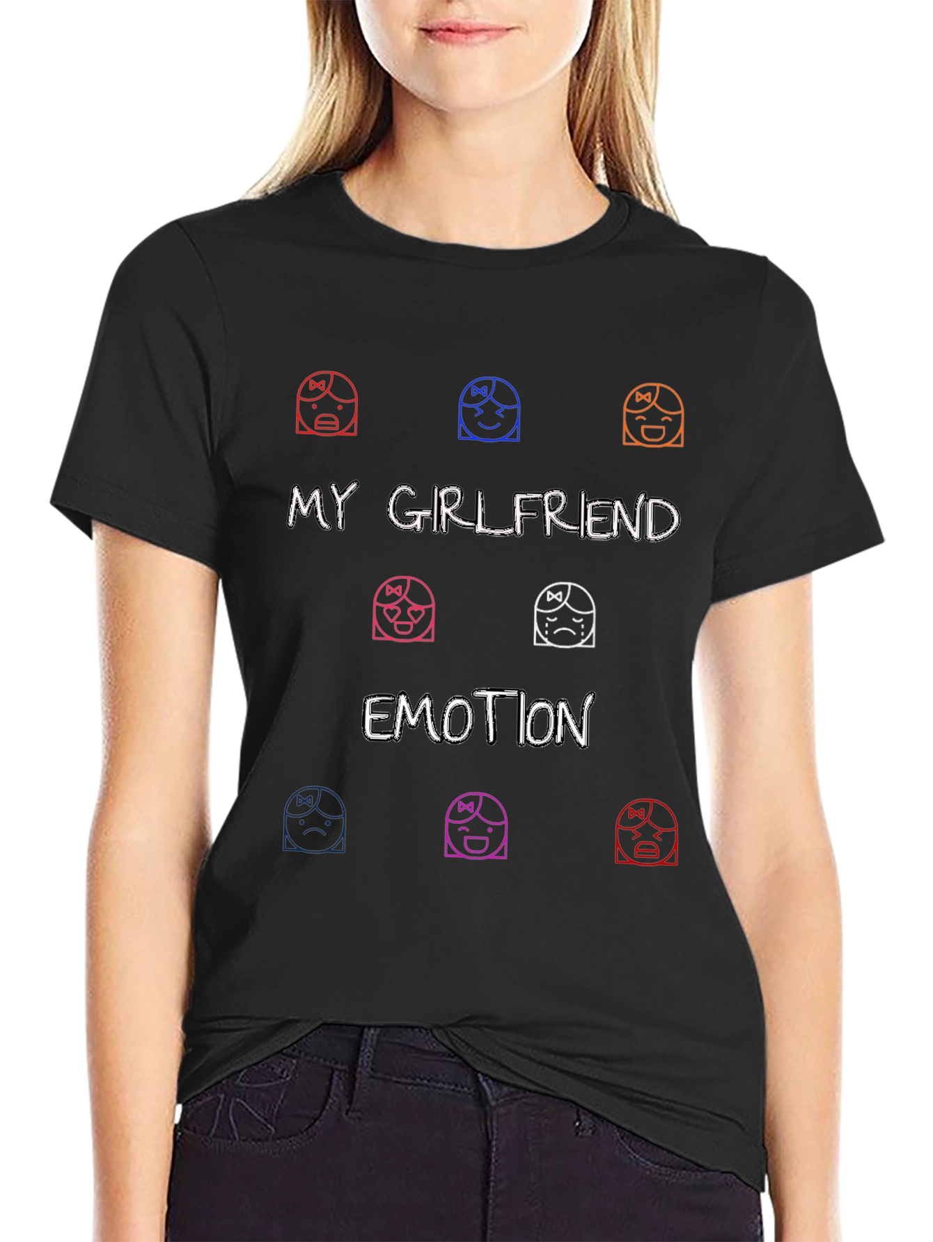 My Girlfriend Emotion Graphic Tee - Black