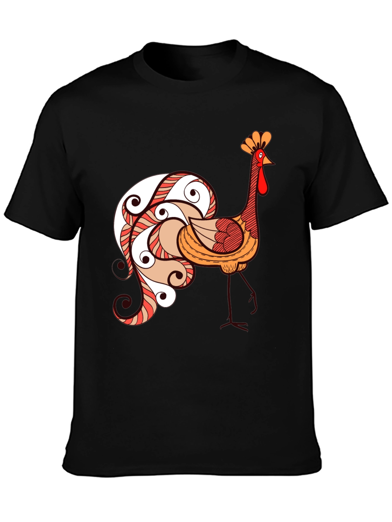 Funky Rooster Graphic Tee - Black Cotton T-Shirt