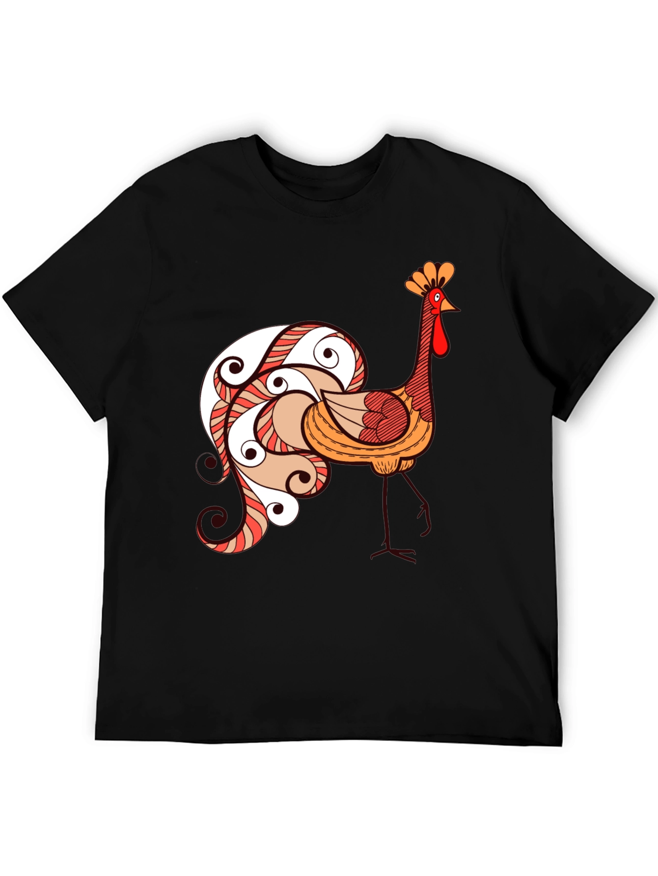 Funky Rooster Graphic Tee - Black Cotton T-Shirt