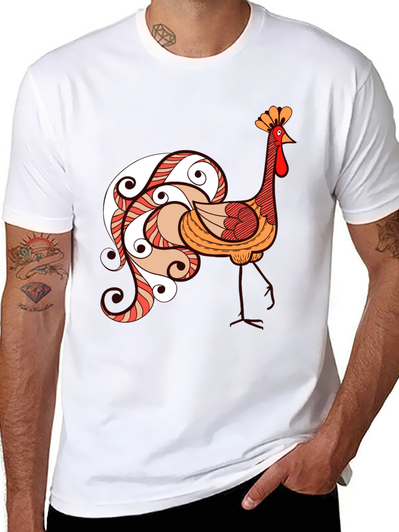 Funky Rooster Graphic Tee - Black Cotton T-Shirt