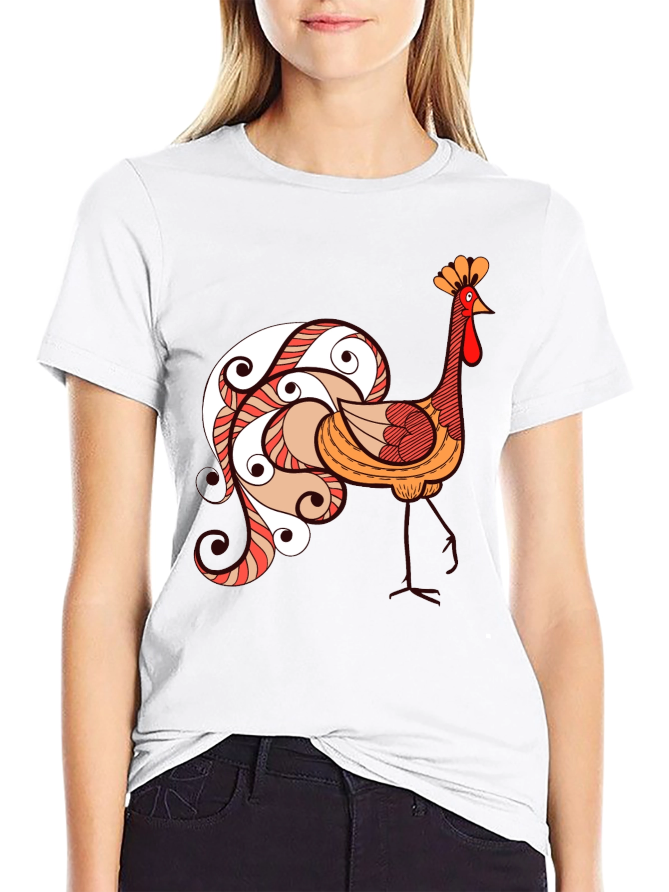 Funky Rooster Graphic Tee - Black Cotton T-Shirt