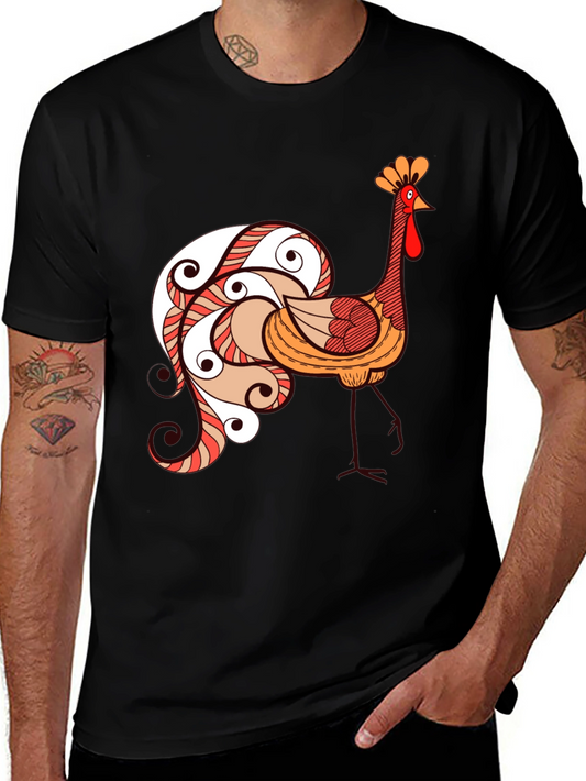 Funky Rooster Graphic Tee - Black Cotton T-Shirt
