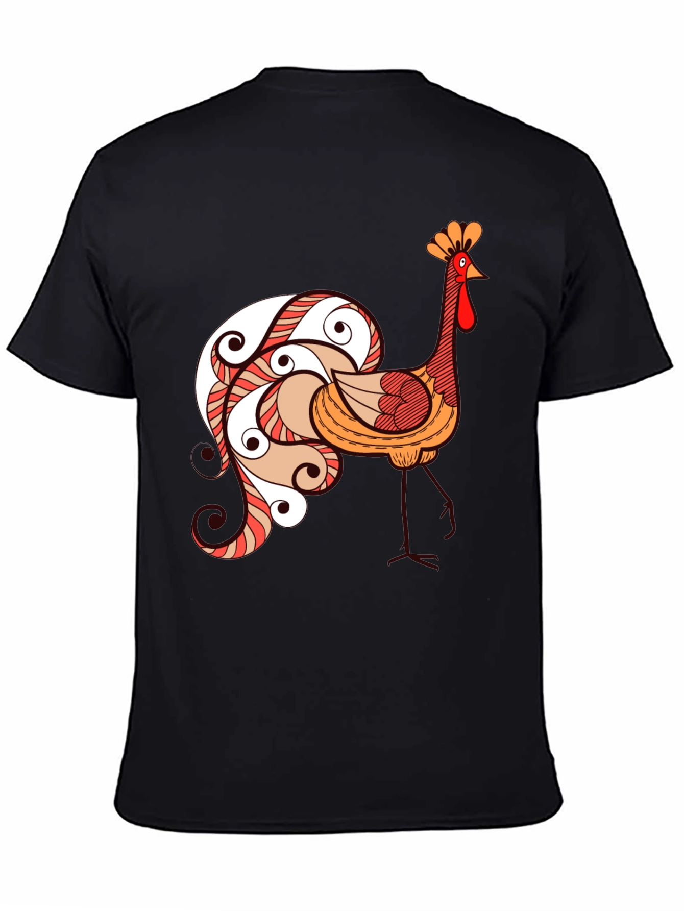 Funky Rooster Graphic Tee - Black Cotton T-Shirt