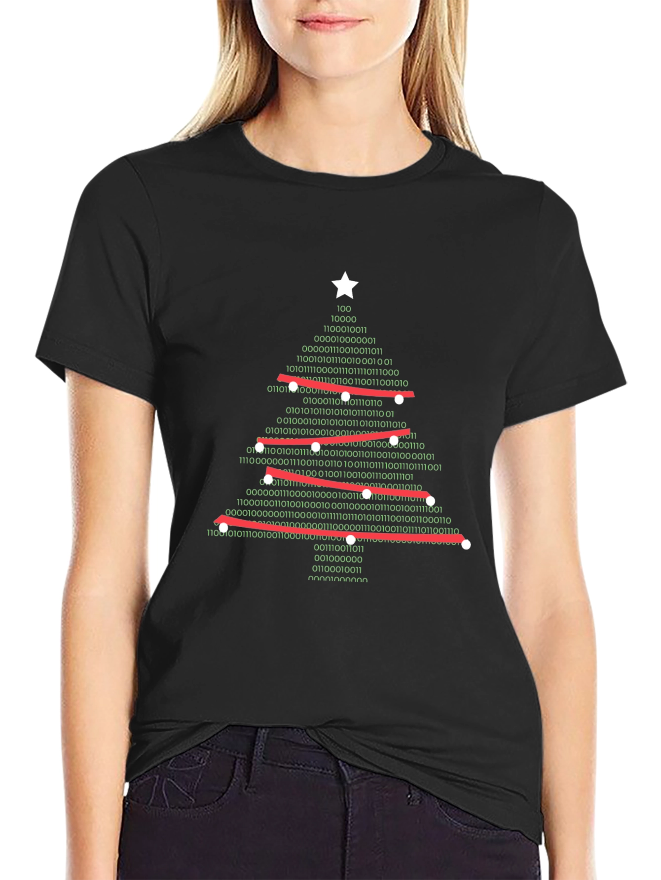 Binary Christmas Tree Graphic T-Shirt