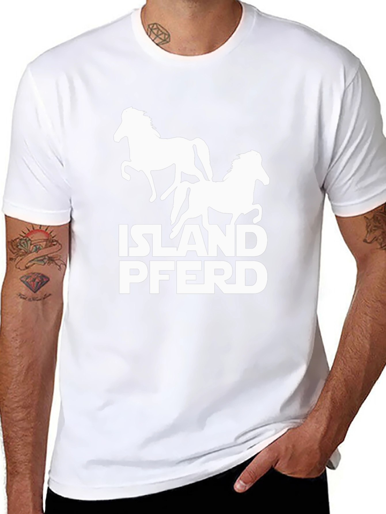 Island Pferd Graphic T-Shirt - Black Cotton Tee