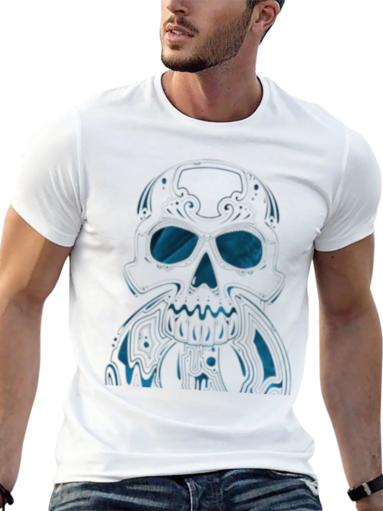 Skull Graphic T-Shirt - Modern Blue Design
