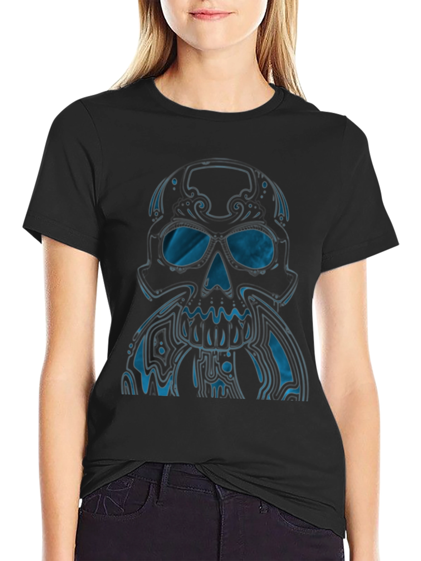 Skull Graphic T-Shirt - Modern Blue Design