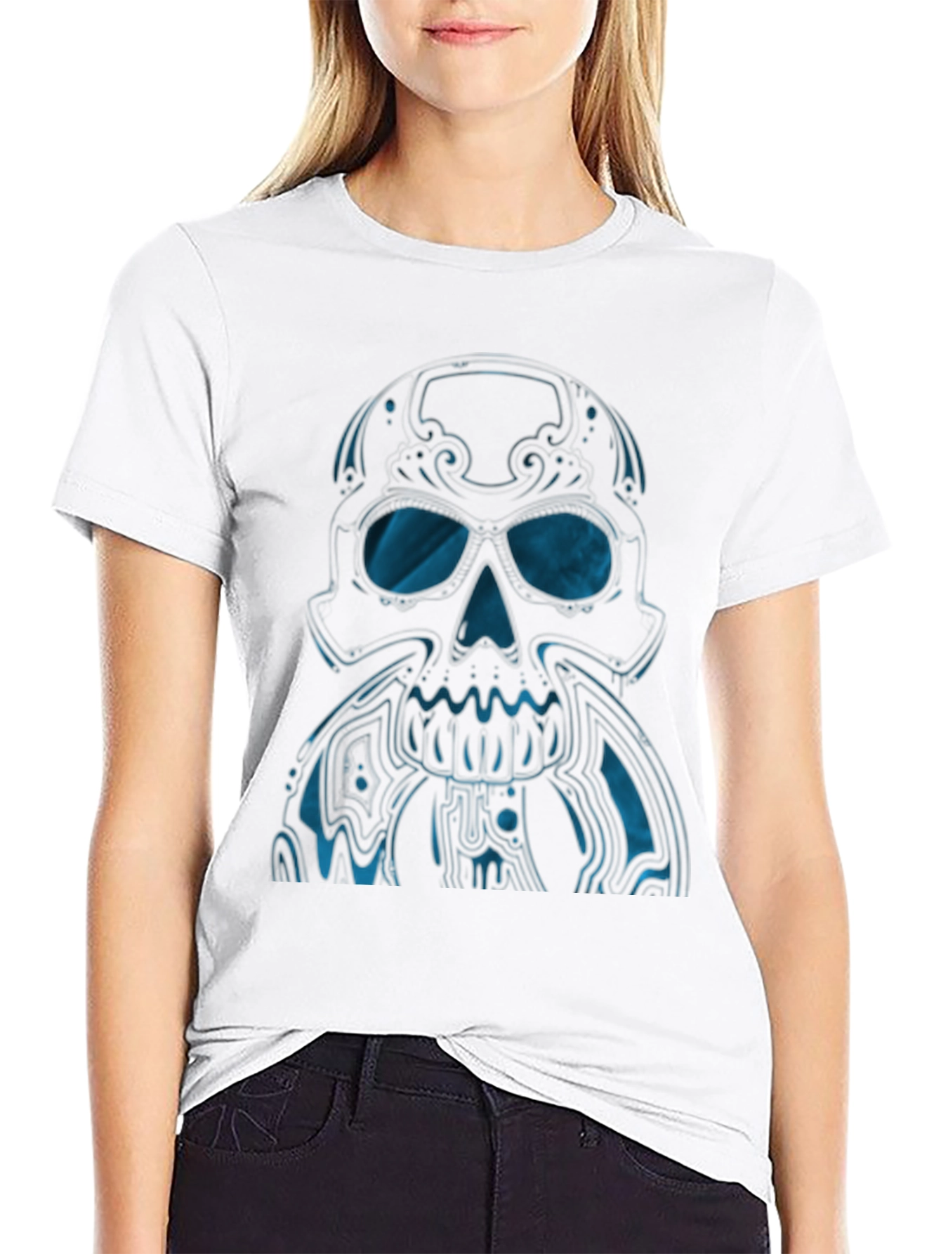 Skull Graphic T-Shirt - Modern Blue Design