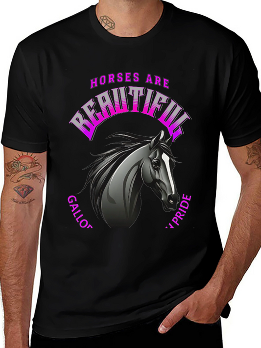 Horse Lovers Black T-Shirt - Horses are Beautiful