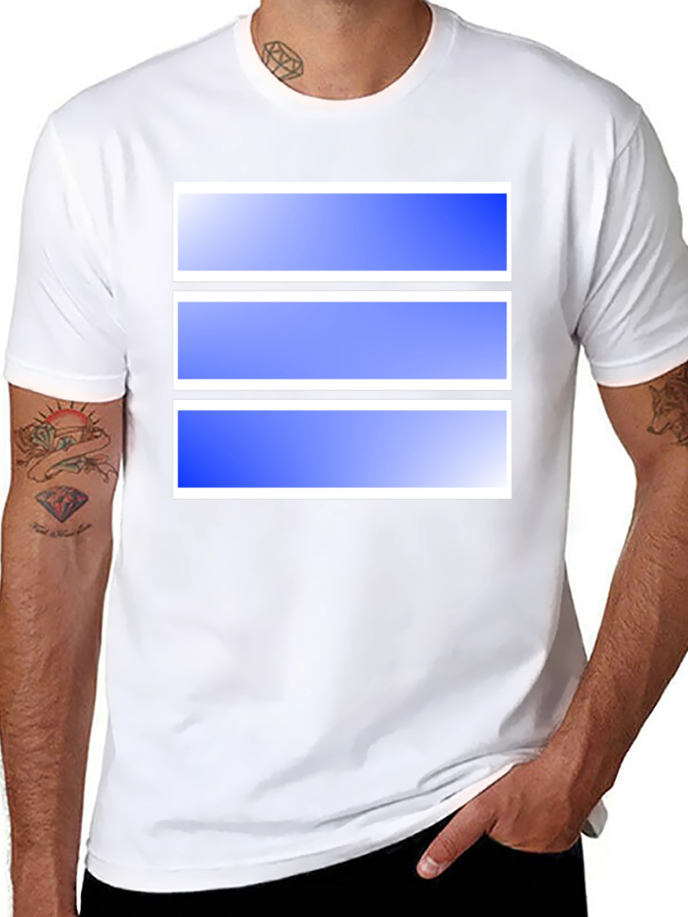 Modern Graphic Tee - Blue Stripes Black Shirt