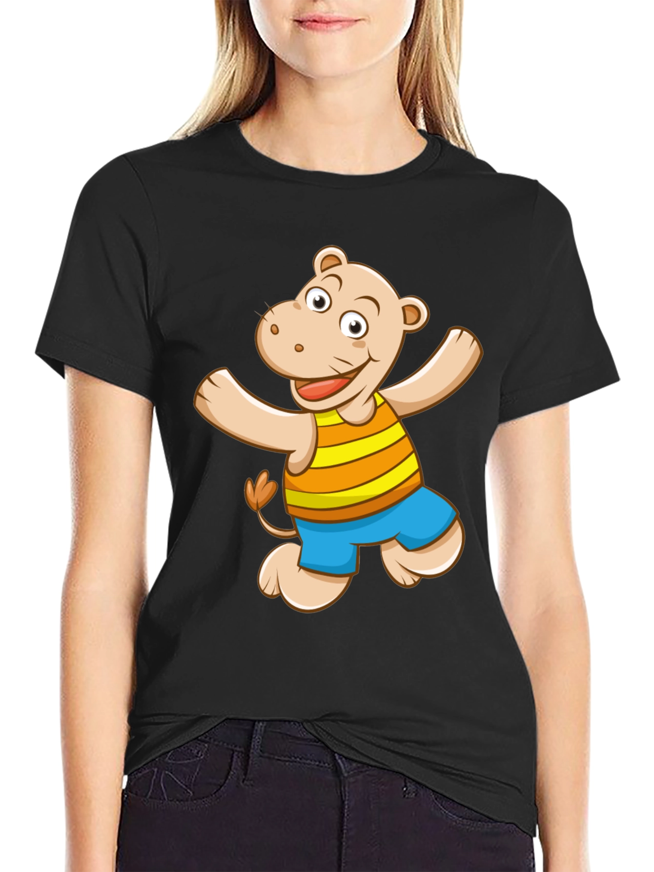 Hippo Graphic Print Black T-Shirt