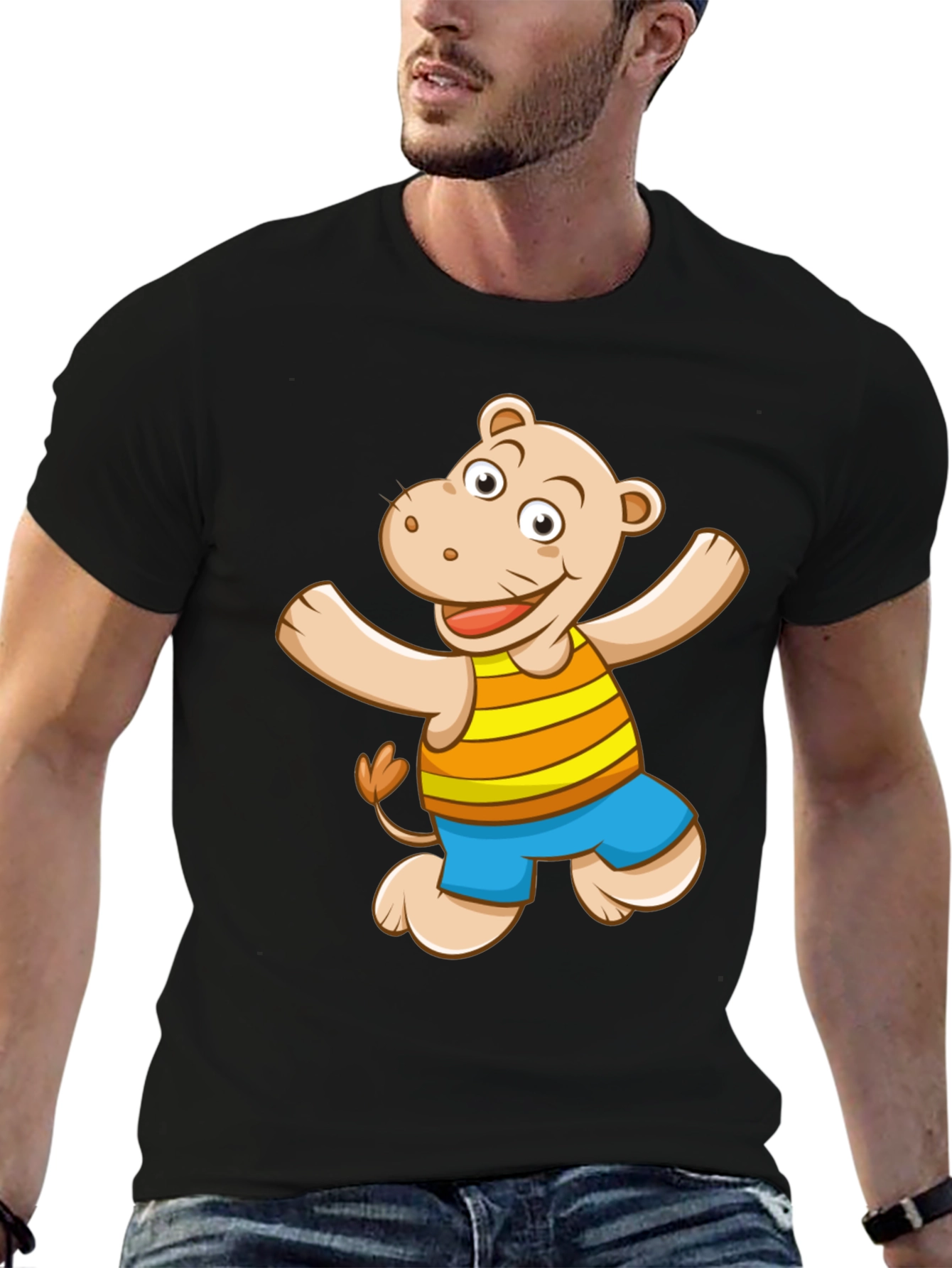 Hippo Graphic Print Black T-Shirt