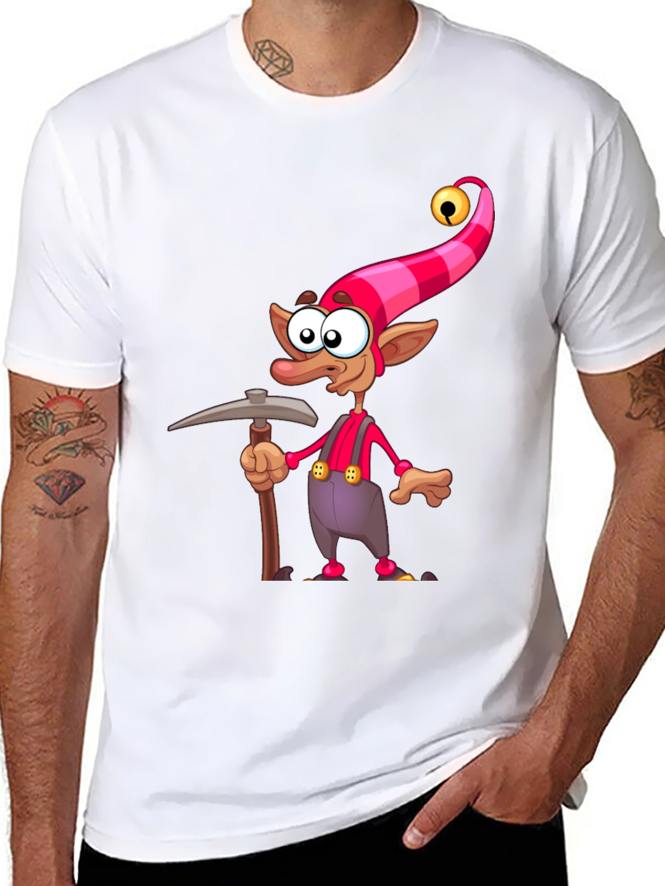 Cartoon Elf Miner Graphic T-Shirt