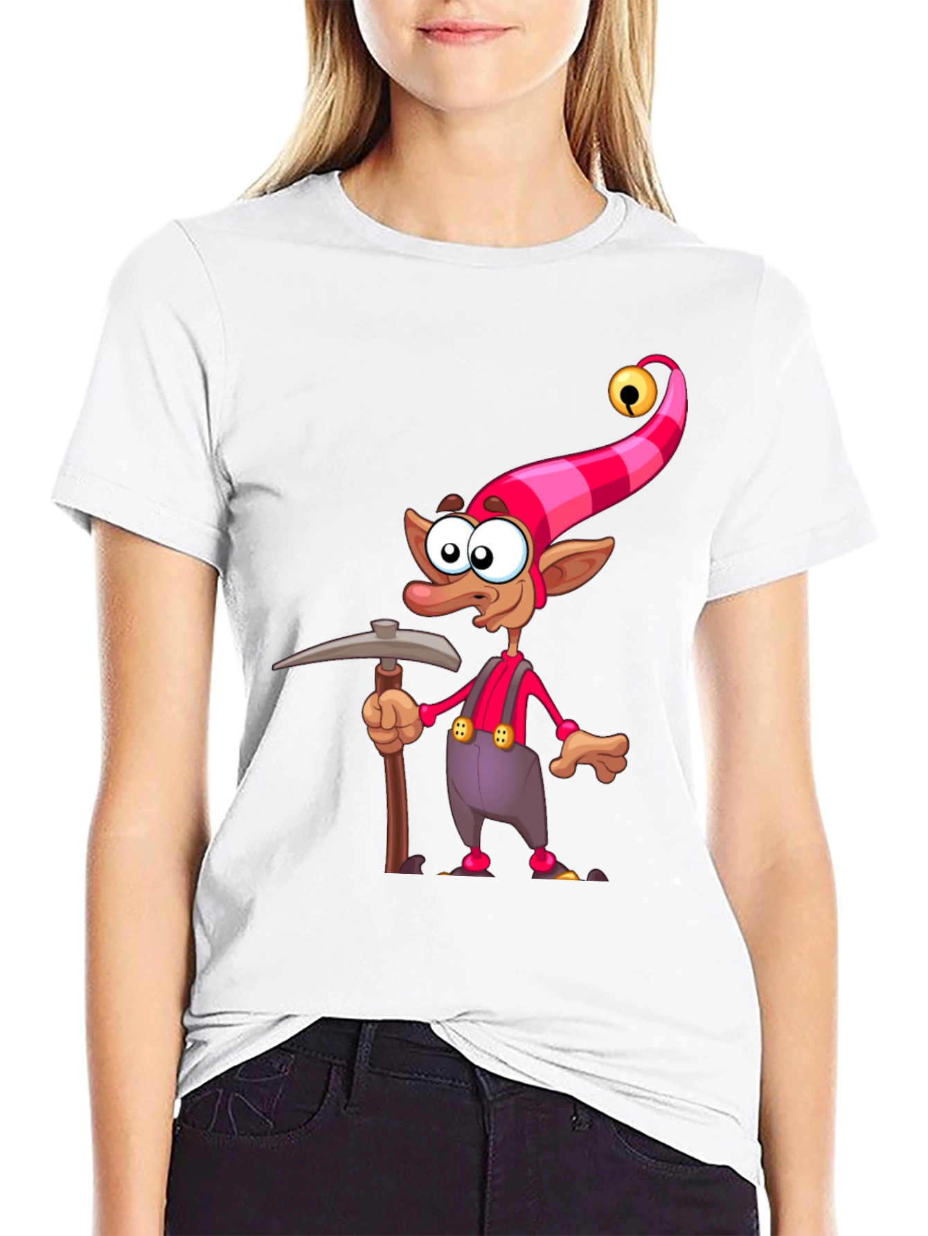 Cartoon Elf Miner Graphic T-Shirt