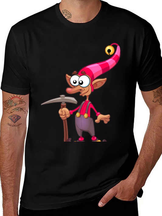 Cartoon Elf Miner Graphic T-Shirt